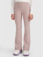 Legginsy dziewczęce, flare, prążkowane, beżowe, 4F