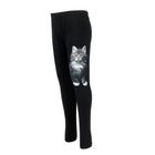 Legginsy dziewczęce, ocieplane, czarne, kot, Tup Tup