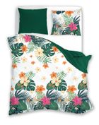 Letni Sen, Monstera i Tropikalne Kwiaty, 3-częściowy komplet pościeli, 220-200 cm