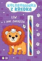Lew i inne zwierzęta. Kolorowanka z kredką