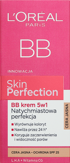 L'Oreal Paris, Skin Perfection BB krem 5w1, natychmiastowa perfekcja, cera jasna, 50 ml