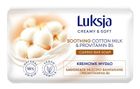 Luksja, Creamy & Soft, łagodzące kremowe mydło w kostce, mleczko bawełniane & prowitamina B5, 90g