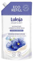 Luksja, Creamy & Soft, nawilżające kremowe mydło w płynie len i mleczko ryżowe 900 ml, zapas