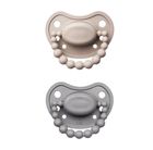 Luu Kids, zestaw: smoczek, Sand Storm + Lovely Gray, 6-12m, 2 szt.