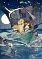 Madame Treacle, karnet urodzinowy z kopertą B6, Sowa i kot