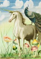 Madame Treacle, karnet z kopertą B6, Jednorożec i paw