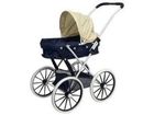Madej, wózek głęboki dla lalek, duże koła, granatowo-beżowy