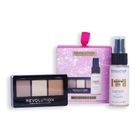 Makeup Revolution, Mini Contour & Glow, zestaw, rozświetlający spray utrwalający, 30 ml + paletka do konturowania twarzy, 3-1.05g