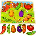 Maksik, warzywa na ogródku, puzzle drewniane z uchwytami