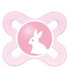 MAM, Start, smoczek uspokajający, różowy z królikiem, 0-2m
