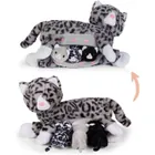 Mamanimals, mama kot z 3 małymi kociakami, zestaw maskotek, szare