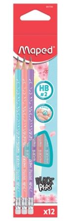 Maped, ołówek z gumką, Blackpeps Pastel HB, 12 szt.
