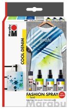 Marabu, farby do tkanin w spreju, cool denim, 4 elementy