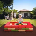 Marioinex, piaskownica z matą i klockami budowlanymi, cegły, klocki XXL, 36 elementów