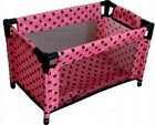 Mariotoys, łóżeczko-kojec dla lalek, różowy w czarne groszki