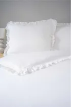 Mayamoo, pościel 3-częściowa z falbaną, biała, 160-200 cm