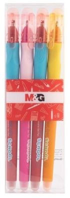 M&G, Ergo, długopisy wymazywalne, 0.7 mm, niebieski, 4 szt.