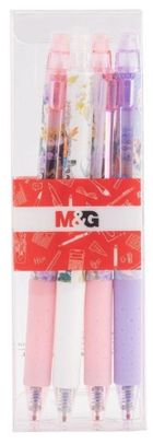 M&G, Flower Manga, długopisy automatyczne, 0.5 mm, niebieski, 4 szt.