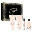 Michael Kors, Gorgeous!, zestaw: woda perfumowana, spray, 100 ml + żel pod prysznic, 100 ml + balsam do ciała, 100 ml + woda perfumowana, spray, 10 ml