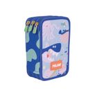 Milan, piórnik rozkładany, potrójny, z wyposażeniem, Blue Odyssey