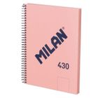 Milan, zeszyt na spirali, A5, 80 kartek, gładki, różowy, 1 szt.
