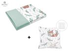 MimiNu, Lulu, zestaw: koc + poduszka z poszewką, velvet, mięta, 75-100 cm