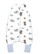 MimiNu, Misie, śpiworek do spania z nogawkami, błękit, letni, TOG 0.5, rozmiar S, 1-2.5 l