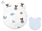 MimiNu, NewMinky, Teddy, poduszeczka płaska, misie błękit + baby blue, 30 cm