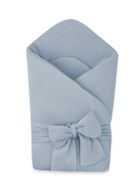 MimiNu, rożek niemowlęcy z kokardą, muślin, jeans