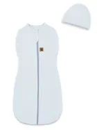 MimiNu, Soft, Teddy, otulaczek, śpiworek z czapeczką, 2w1, baby blue, TOG 0.5, 0-3 m