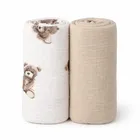 MiniAnia, pieluszki muślinowe, kreszowane, miś + beż, 60-75 cm, 2 szt.