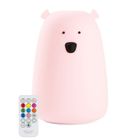Miś, lampka silikonowa z pilotem, duża, różowa