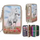 Miss Melody, Poppy Sand, piórnik rozkładany, potrójny, z wyposażeniem