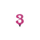 MK Trade, świeczka urodzinowa, cyfra 3, różowa z brokatem