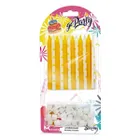 MK Trade, świeczki urodzinowe, żółte i białe z gwiazdkami, 8 cm, 24 szt.