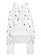 Motherhood, ocieplany śpiworek z nogawkami i kieszonką, TOG 2, fioletowe baloniki, 12-18m