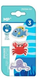 MP Main Paper, gumka do ścierania, Morskie zwierzęta, 3 szt.