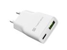 Natec, ładowarka sieciowa, RIBERA GAN SLIM USB-A USB-C 20W, biała