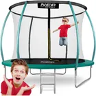 Neo-Sport, trampolina ogrodowa z siatką, profilowanymi słupkami i drabinką, 312 cm
