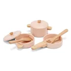 New Classic Toys, Woet, drewniany zestaw patelni i garnków, różowy