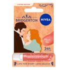 Nivea, Bridgerton Edition Penelope&Colin, pielęgnująca pomadka do ust, Peach Tea, 4.8g