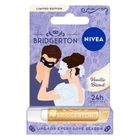 Nivea, Bridgerton Edition Sophie&Benedict, pielęgnująca pomadka do ust, Vanilla Biscuit, 4.8g