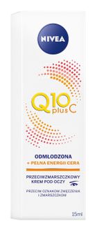 Nivea, Q10 Plus C, krem przeciwzmarszczkowy, energetyzujący, pod oczy, 15 ml