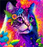 Norimpex, diamentowa mozaika, Kot tęczowy w kwiatach, 30-40 cm