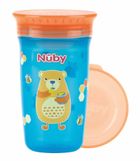 Nuby, kubek niekapek, 360, niebiesko-pomarańczowy, 300 ml, 6m+