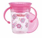 Nuby, kubek niekapek z uchwytem, 360, różowy, 240 ml, 6m+