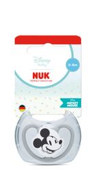 Nuk, Myszka Miki, smoczek uspokajający, silikonowy, popielaty, 0-6m