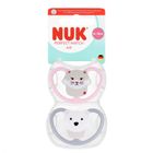 Nuk, Perfect Match Air, smoczek uspokajający, kot i miś, 6-18m, 2 szt.