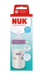 Nuk, Perfect Match, butelka, rozmiar M, hippo, 3m+, 260 ml