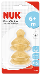 Nuk, smoczek do butelki First Choice+, rozmiar M, lateks, 2 szt., 6m+